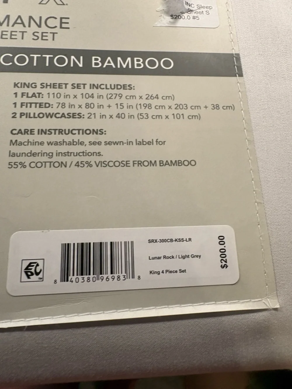 SleepRx Performance 4-Piece Cotton Bamboo Sheet Set - White